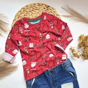 Bluzka na święta świąteczna czerwona 86 z Mikołajem reniferem bawełniana