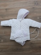 BIAŁA KURTKA do chrztu ZIMA chrzest + czapeczka  74cm