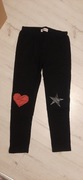 Bawełniane legginsy bawełna na jesień serce gwiazdka r. 140 czarne