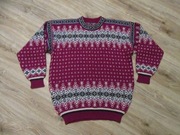 DALE OF NORWAY męski sweter bordo we wzory 100% wełna stan idealny_ XL
