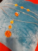 BRANSOLETA  PIERŚCIEŃ I MEDALION / ZAWIESZKA  BURSZTYN BAŁTYCKI