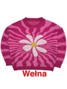 Różowy sweter wełniany wiskoza ciepły retro vintage print fullprint 90