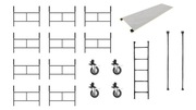 Rusztowanie warszawskie-zestaw 10 sztuk +4 koła+ 2 stężenia +blat +drabinka