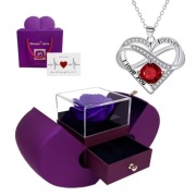 Naszyjnik Nieskończoność I Love You i Róża Walentynki Prezent 