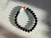 Bransoletka 8mm agat flaga pansexual panseksualność minerały LGBT lgbtq