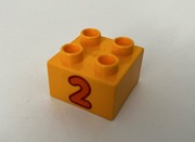 LEGO DUPLO Klocek tematyczny Cyfra "2" 2x2 piny średni żółty