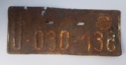 polska wojskowa tablica rejestracyjna ok. 1950r. U-030-138 z orzełkiem 