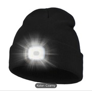 CZAPKA CIEPŁA DZIANINOWA Z LAMPKĄ LED ŚWIECĄCA LATARKA ŁADOWANA PRZEZ USB