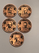 Solidarność. Zestaw monet fi 32 mm. Miedź patyna. Gyges