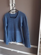 Niebieski ażurowy sweterek z długim rękawem sweter damski rozm. S chabrowy