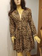 Sukienka w panterkę mini leopard print S zwiewna boho V-neck