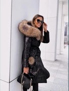 Płaszcz kurtka LIZA BRUCE puchowa jenot czarna 38/M