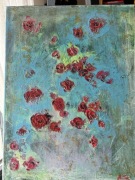Różane pole abstrakcyjny 30x40 cm ręcznie malowany na płótnie