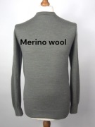 Sweter Dressmann M merino wool szary beżowy cienki klasyczny casual basic