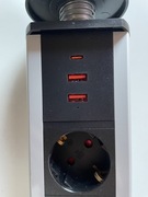 Listwa Schuko wysuwana z blatu ładowarka USB-C 20W + 2x USB-C