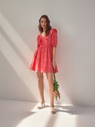 Mohito bawełniana ażurowa sukienka kolor brzoskwiniowy 7393M-24X roz.40-42