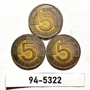Moneta 5 zł  1994 rok ZESTAW = 3 szt. 94-5322