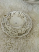 Porcelanowy zestaw Bavaria – filiżanka + 2 talerze | styl vintage,