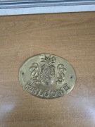 Stara mosiężna tabliczka „WELCOME” – dekoracja drzwi / domu