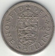 195 Wielka Brytania 1 shilling szyling 1960 herb angielski