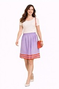 Lawendowa spódnica 38 mini BONPRIX | trapezowa, na gumce, z podszewką | HIT