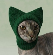 Ciepła czapka dla kota / Sfinksa – Zielona kominiarka