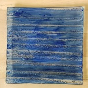 Szkło artystyczne, niebieski talerz 22 cm, morze