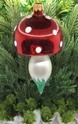 Bombka choinkowa grzybek ,ręcznie dmuchana i dekorowana prezent !Wz34