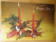 Kartka Boże Narodzenie Wesołych Świąt świece stroiki PRL 1982