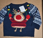 16* dunnes stores Świąteczny sweter Renifer 68-74 cm / 6-9 mies.światełko