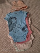 Komplet 5 sztuk body dziewczęcych NOWE z metką, rozmiar 62 +czapeczka