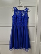 Sukienka na studniówkę, karnawał z koronkową górą i tiulowym dołem midi 38 