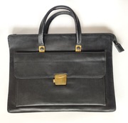 Aktówka męska Vintage PRL Torba na dokumenty Czarna Teczka Retro