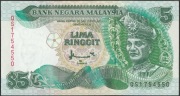 Malezja 5 ringgit 1995 - król Tuanku Jaafar - stan bankowy UNC