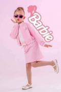 Komplet 3 częściowy rożowy Barbie bluzka + bluza + spódnica r. 116