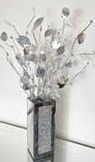 Szklany Wazon z bukietem kryształowym glamour 