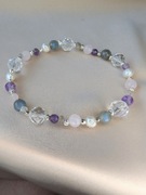 Bransoletka kamienie kryształ labradoryt herkimer ametyst srebro perły