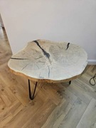 Stolik kawowy z plastra drewna dębowego (gotowy, od ręki)