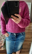 Malinowy sweterek oversize damski nowy