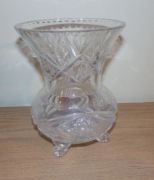 Wazon kryształowy wysoki PRL grawer zdobiony duży 15cm na nóżkach