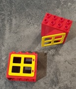 Lego Duplo klocki 2szt okna czerwono żółte