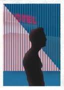 Plakat mężczyzna sylwetka geometryczny różowy niebieski 50x70 cm format B2