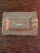 Albańska mosiężna popielniczka Dwugłowy orzeł herb