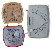 Vintage zestaw dwu barometrów i termotru/higrometru PRL/ZSRR