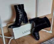 Botki LASOCKI skórzane – eleganckie, lakierowane (rozm. 35)