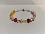 Różaniec na rękę z koralików krzyżyk 