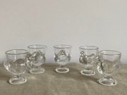 Zestaw 5 szt Szklanych Kieliszków do Jajek Kurki Francja