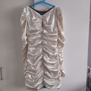 H&M sukienka satynowa drapowana imprezowa bal długi rękaw S