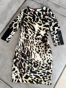 Sukienka w panterkę, z wstawkami z ekoskóry roz.S