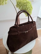 Torebka zamszowa brązowa Czekoladowa HIT